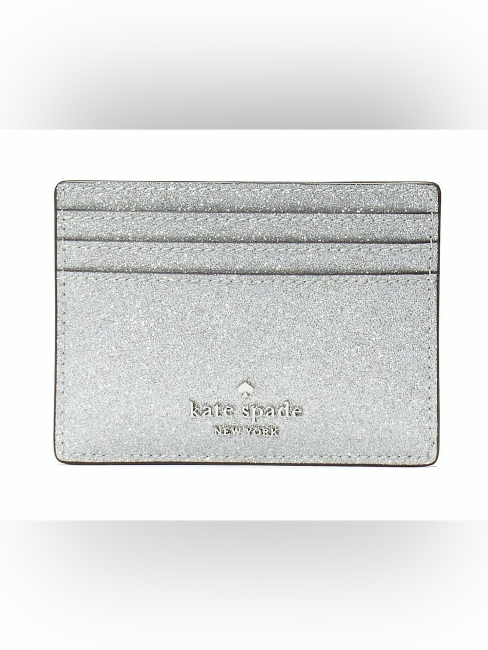 Kate Spade New York Glimmer Glitter Small Slim Cardholder in Lunar Light